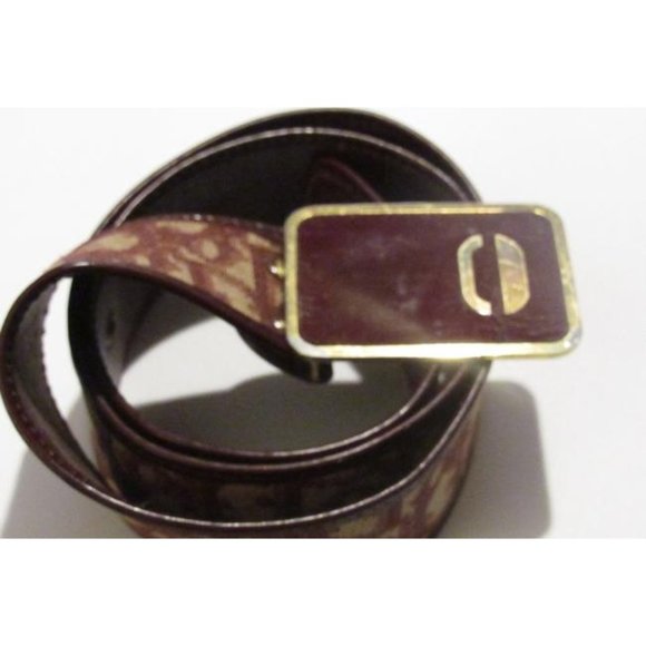 Dior Red CD Buckle Belt Trotter Print Gold Red Enamel - Picture 1 of 7